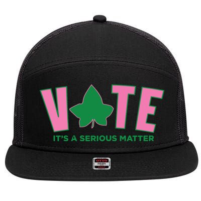 Vote Its A Serious Matter Green 7 Panel Mesh Trucker Snapback Hat