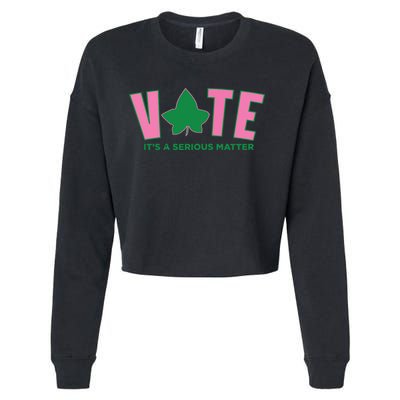 Vote Its A Serious Matter Green Cropped Pullover Crew