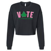 Vote Its A Serious Matter Green Cropped Pullover Crew