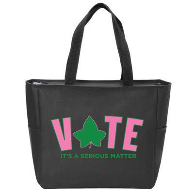 Vote Its A Serious Matter Green Zip Tote Bag