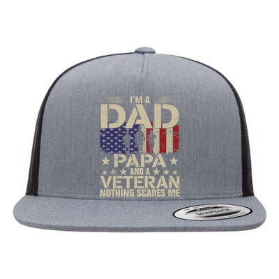 Vintage I'm A Dad Papa And A Veteran Funny Grandpa Flat Bill Trucker Hat