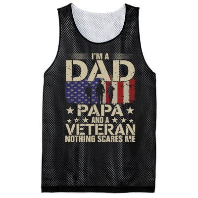 Vintage I'm A Dad Papa And A Veteran Funny Grandpa Mesh Reversible Basketball Jersey Tank