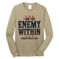 Vintage I Am The Enemy Within Harris Walz 2024 Long Sleeve Shirt