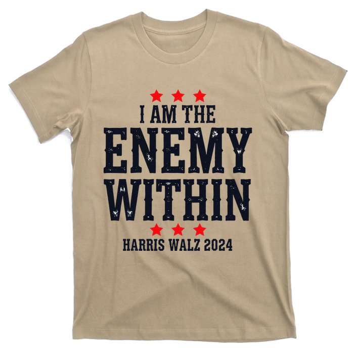 Vintage I Am The Enemy Within Harris Walz 2024 T-Shirt