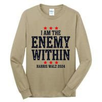 Vintage I Am The Enemy Within Harris Walz 2024 Tall Long Sleeve T-Shirt