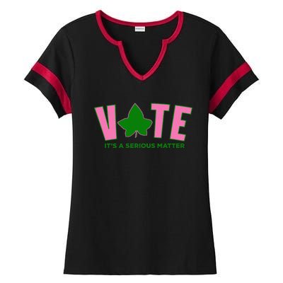 Vote Its A Serious Matter P.Ink And Green Gift Ladies Halftime Notch Neck Tee