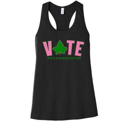 Vote Its A Serious Matter P.Ink And Green Gift Women's Racerback Tank