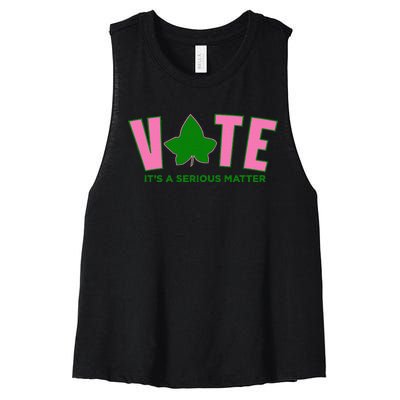 Vote Its A Serious Matter P.Ink And Green Gift Women's Racerback Cropped Tank