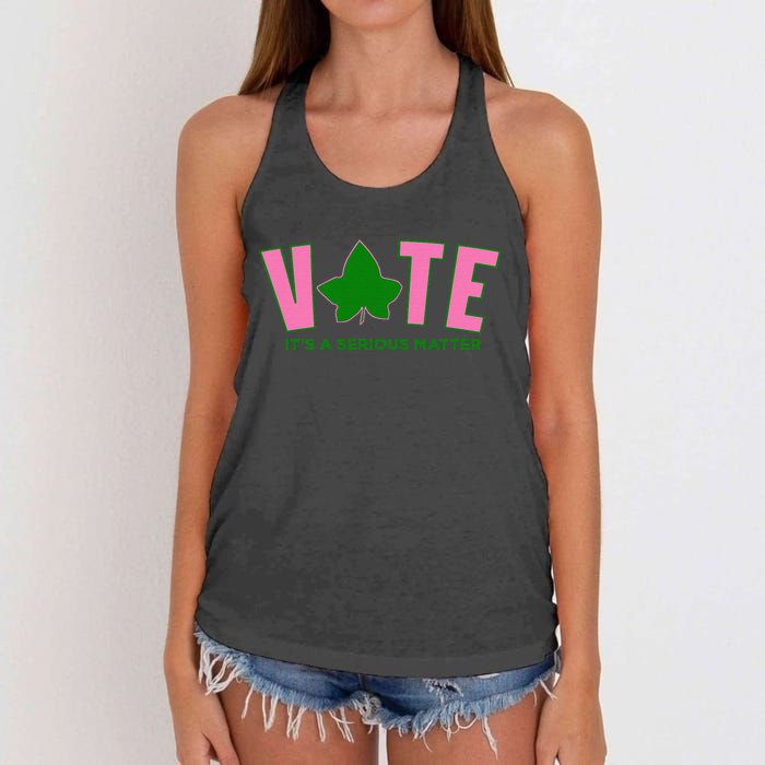 Vote Its A Serious Matter P.Ink And Green Gift Women's Knotted Racerback Tank