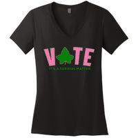 Vote Its A Serious Matter P.Ink And Green Gift Women's V-Neck T-Shirt