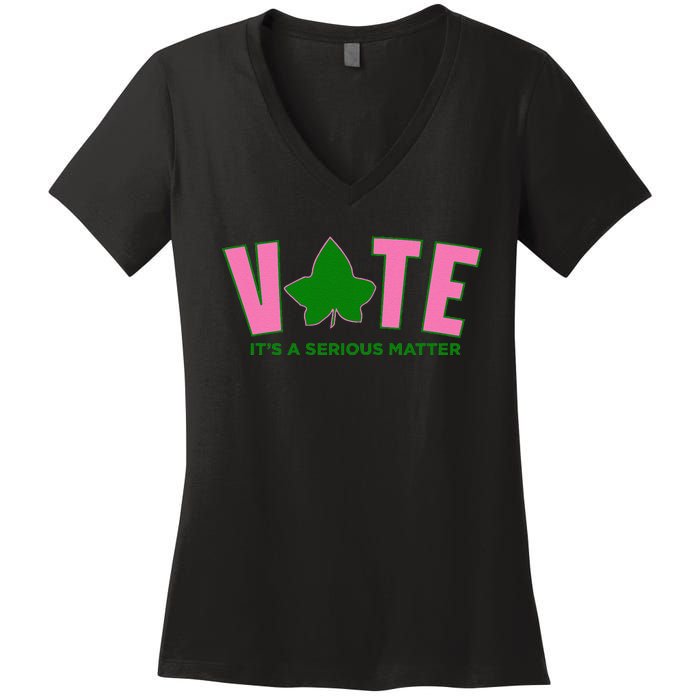 Vote Its A Serious Matter P.Ink And Green Gift Women's V-Neck T-Shirt