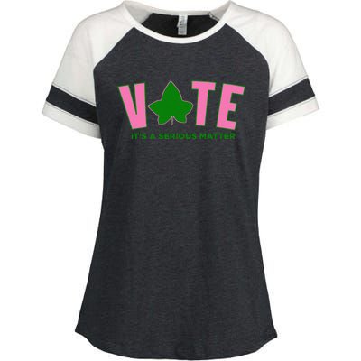 Vote Its A Serious Matter P.Ink And Green Gift Enza Ladies Jersey Colorblock Tee