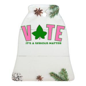 Vote Its A Serious Matter P.Ink And Green Gift Ceramic Bell Ornament