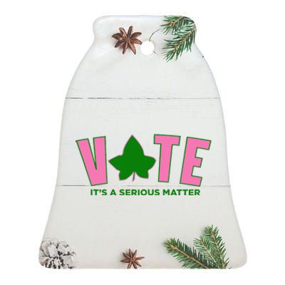 Vote Its A Serious Matter P.Ink And Green Gift Ceramic Bell Ornament