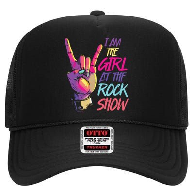 Vintage I Am The Girl At Show Retro Rock Music High Crown Mesh Back Trucker Hat