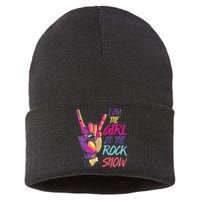 Vintage I Am The Girl At Show Retro Rock Music Sustainable Knit Beanie