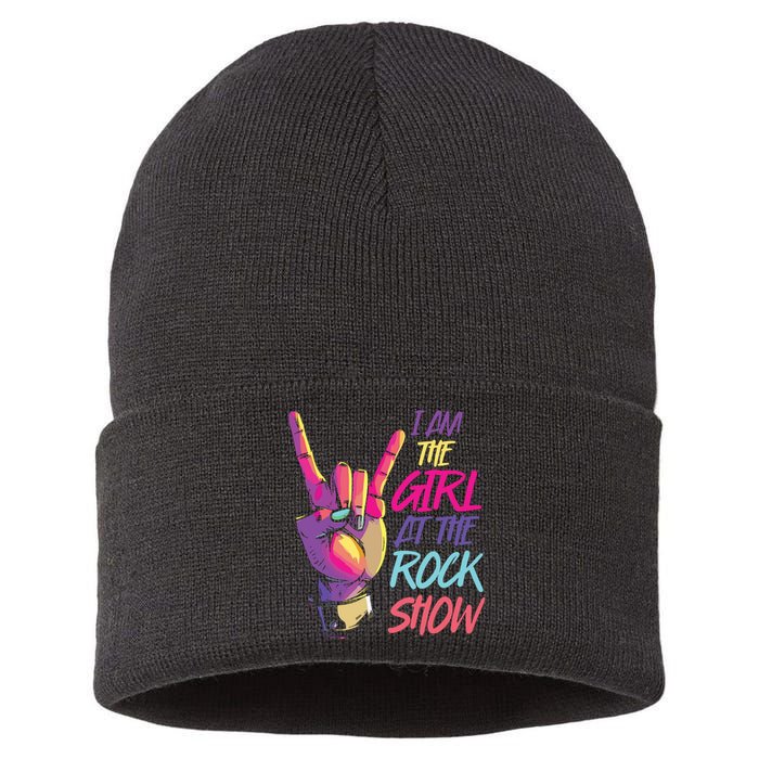 Vintage I Am The Girl At Show Retro Rock Music Sustainable Knit Beanie