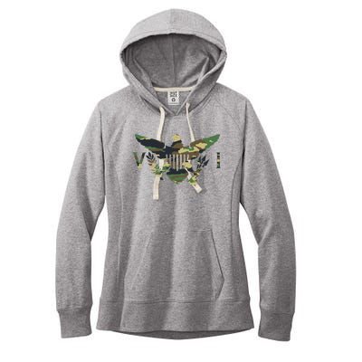 Virgin Islands Army Camo Flag Women's Fleece Hoodie