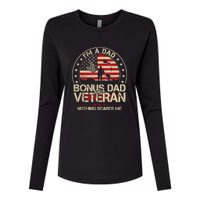 Vintage I'm A Dad Bonus Dad And A Veteran Womens Cotton Relaxed Long Sleeve T-Shirt