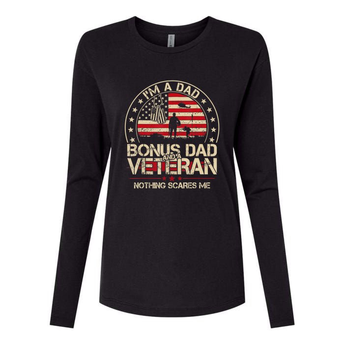 Vintage I'm A Dad Bonus Dad And A Veteran Womens Cotton Relaxed Long Sleeve T-Shirt