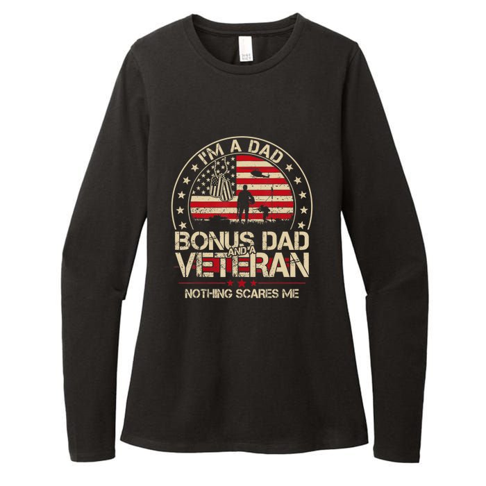 Vintage I'm A Dad Bonus Dad And A Veteran Womens CVC Long Sleeve Shirt