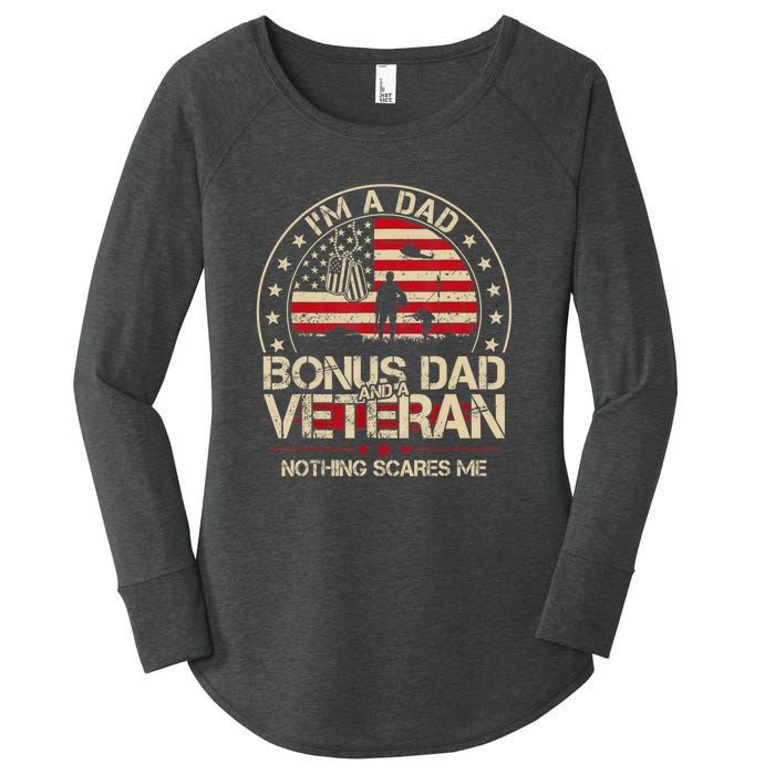 Vintage I'm A Dad Bonus Dad And A Veteran Women's Perfect Tri Tunic Long Sleeve Shirt