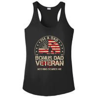 Vintage I'm A Dad Bonus Dad And A Veteran Ladies PosiCharge Competitor Racerback Tank