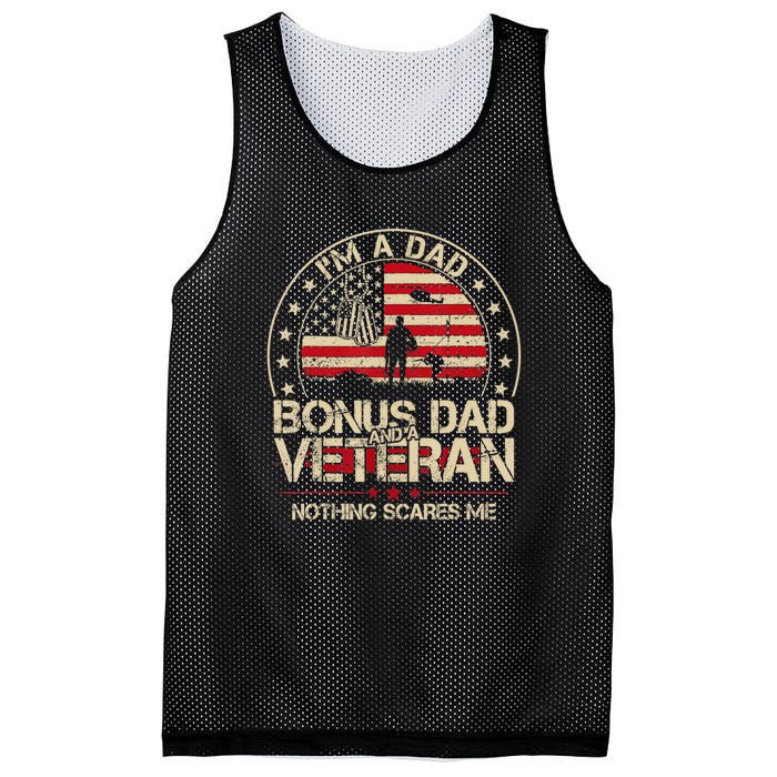 Vintage I'm A Dad Bonus Dad And A Veteran Mesh Reversible Basketball Jersey Tank