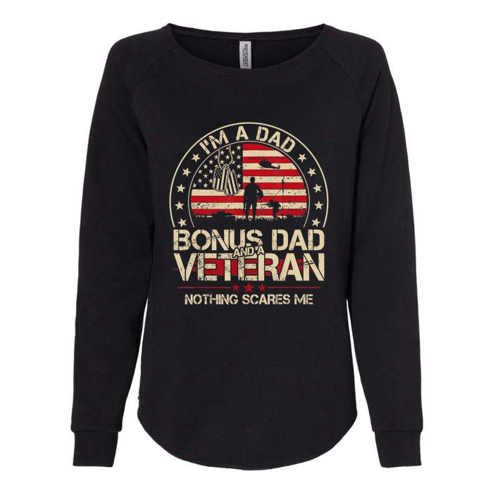 Vintage I'm A Dad Bonus Dad And A Veteran Womens California Wash Sweatshirt