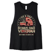 Vintage I'm A Dad Bonus Dad And A Veteran Women's Racerback Cropped Tank