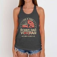 Vintage I'm A Dad Bonus Dad And A Veteran Women's Knotted Racerback Tank