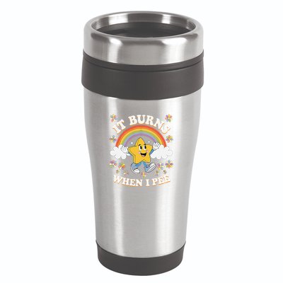 Vintage It Burns When I Pee Funny Saying Sarcastic 16oz Travel Tumbler