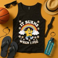 Vintage It Burns When I Pee Funny Saying Sarcastic Tank Top