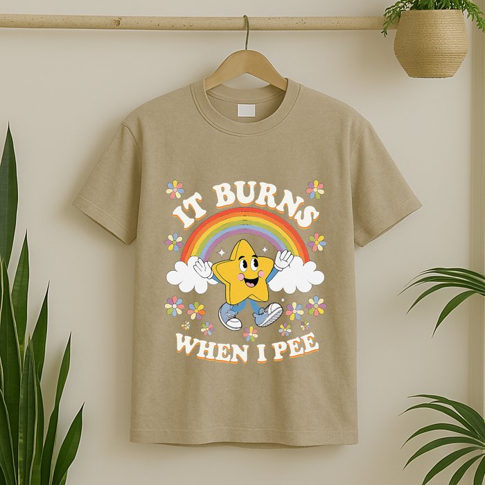 Vintage It Burns When I Pee Funny Saying Sarcastic T-Shirt
