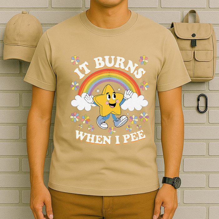 Vintage It Burns When I Pee Funny Saying Sarcastic T-Shirt