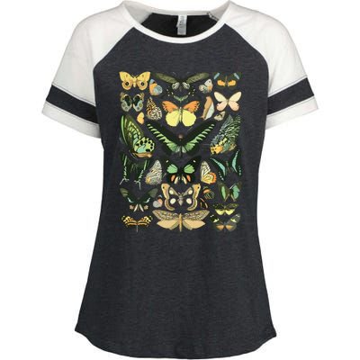 Vintage Inspired Butterfly Chart Enza Ladies Jersey Colorblock Tee