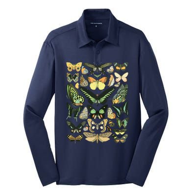 Vintage Inspired Butterfly Chart Silk Touch Performance Long Sleeve Polo