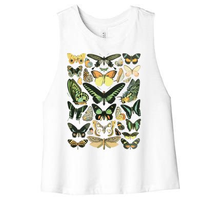 Vintage Inspired Butterfly Chart Women's Racerback Cropped Tank