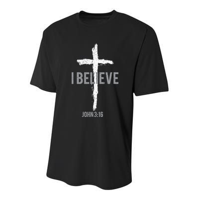 Vintage I Believe John 3_16 Christian Youth Performance Sprint T-Shirt