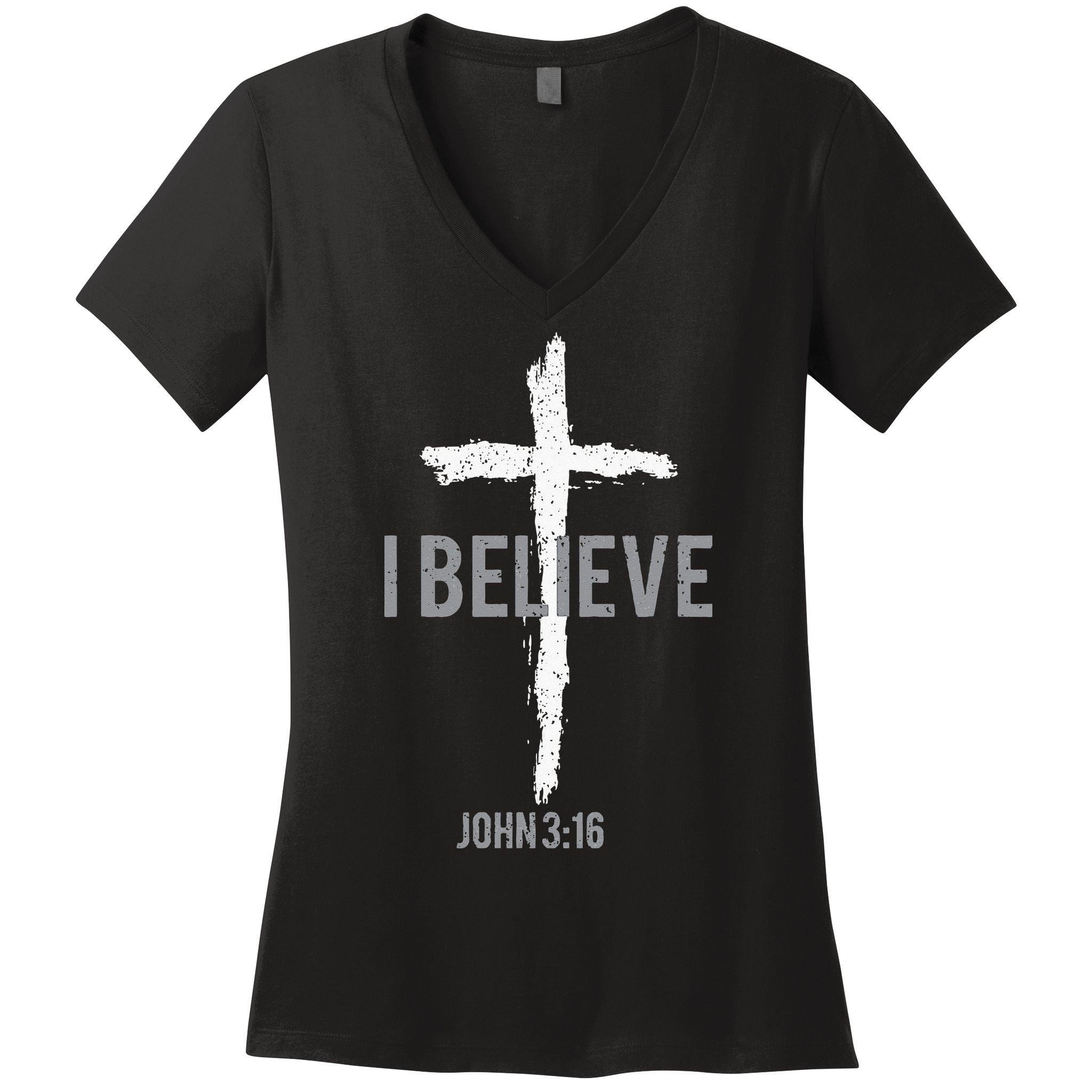 Vintage I Believe John 3_16 Christian Women's V-Neck T-Shirt