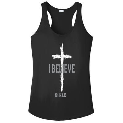 Vintage I Believe John 3_16 Christian Ladies PosiCharge Competitor Racerback Tank