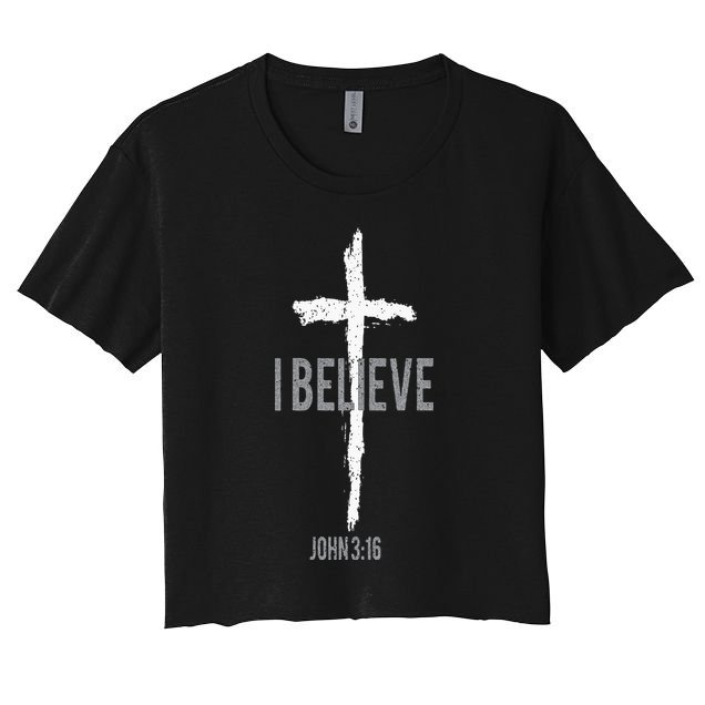 Vintage I Believe John 3_16 Christian Crop Top