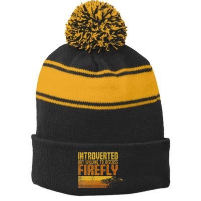 Vintage Introverted Browncoat Firefly Space Sci Fi Stripe Pom Pom Beanie