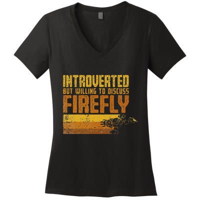 Vintage Introverted Browncoat Firefly Space Sci Fi Women's V-Neck T-Shirt