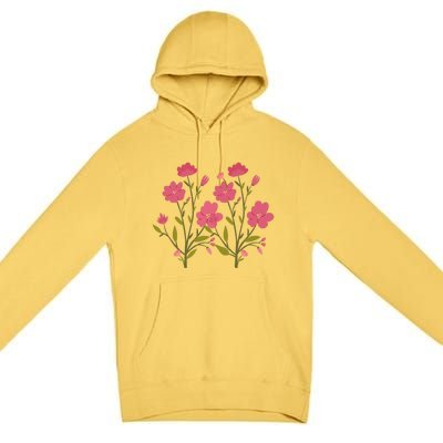 Vintage Inspired Botanical Flower Girl Mom Beautiful Flowers Premium Premium Pullover Hoodie