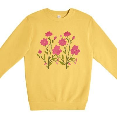 Vintage Inspired Botanical Flower Girl Mom Beautiful Flowers Premium Premium Crewneck Sweatshirt