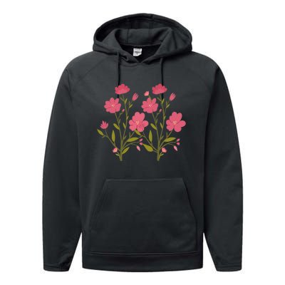 Vintage Inspired Botanical Flower Girl Mom Beautiful Flowers Premium Performance Fleece Hoodie