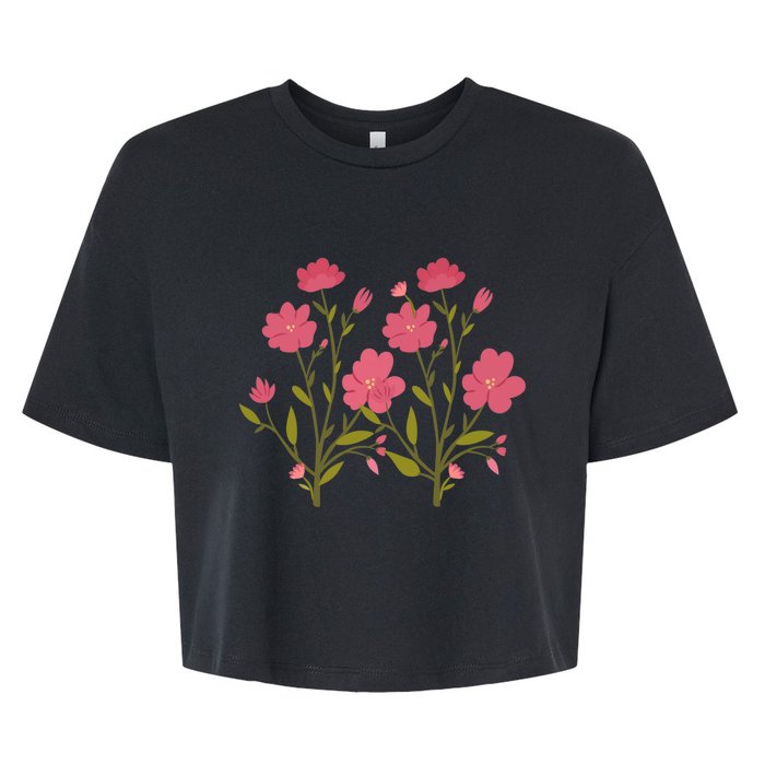 Vintage Inspired Botanical Flower Girl Mom Beautiful Flowers Premium Bella+Canvas Jersey Crop Tee