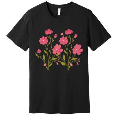 Vintage Inspired Botanical Flower Girl Mom Beautiful Flowers Premium Premium T-Shirt