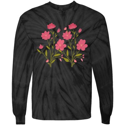 Vintage Inspired Botanical Flower Girl Mom Beautiful Flowers Premium Tie-Dye Long Sleeve Shirt